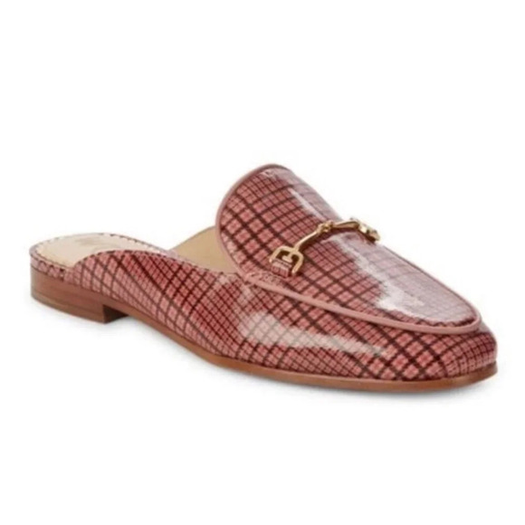 Sam Edelman Pink Black Linnie Plaid Print Apron Toe Buckle Slip On Mules Size 36 - Picture 1 of 10